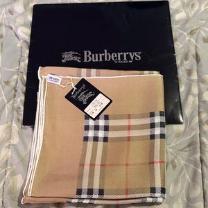 New in Box Burberrys 30”x 30” Silk Scarf